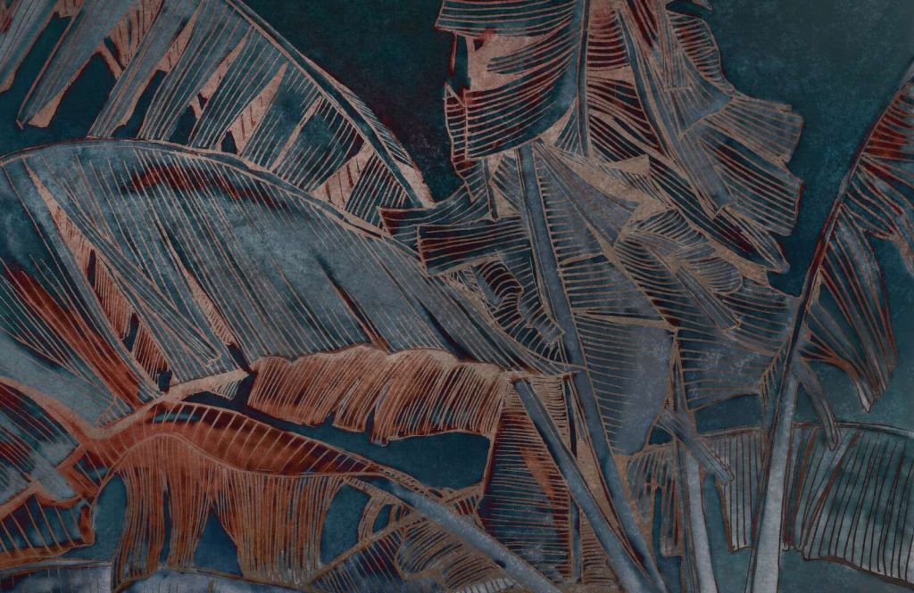 Banana leaf in copper blue contrast