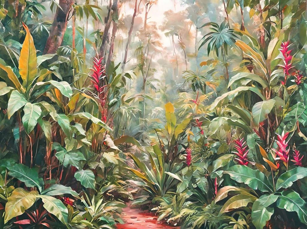 Morning sky above tropical path