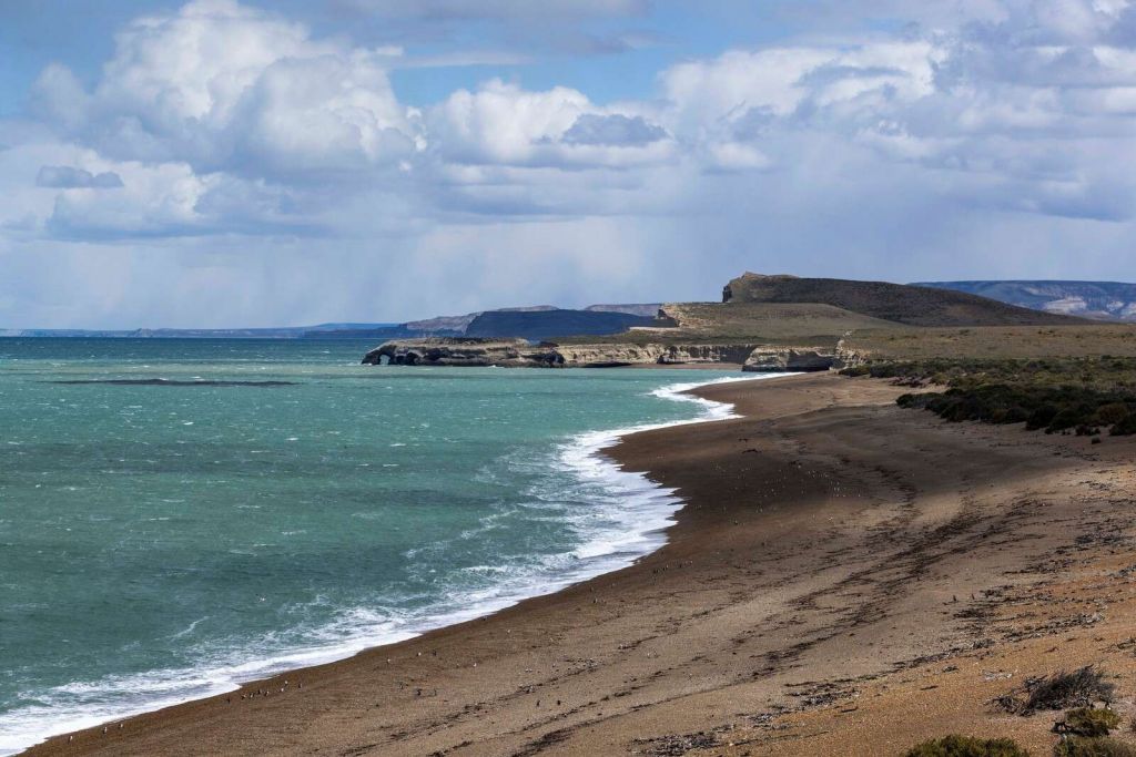 Rugged cliff coast with turquoise sea