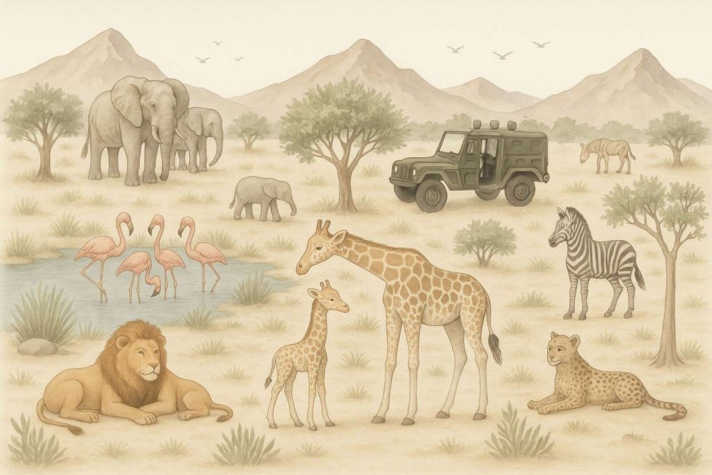 Adventurous safari in the savanna