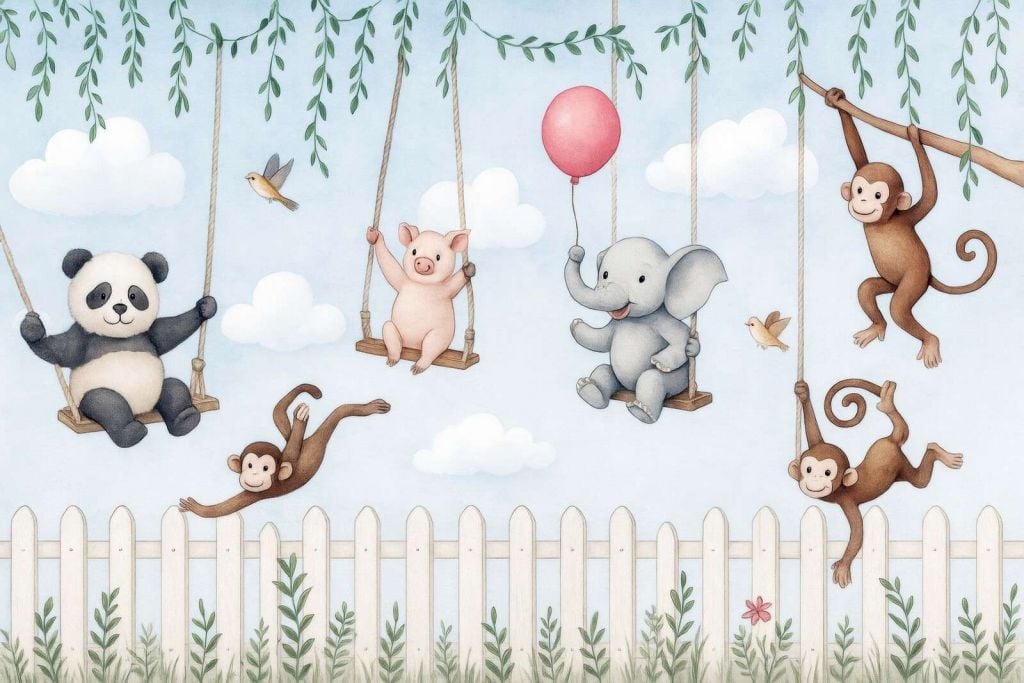 Animal friends in the playground