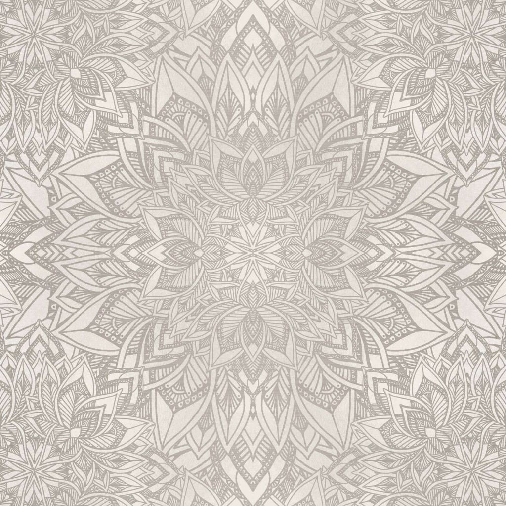 soft gray mandala floral motif