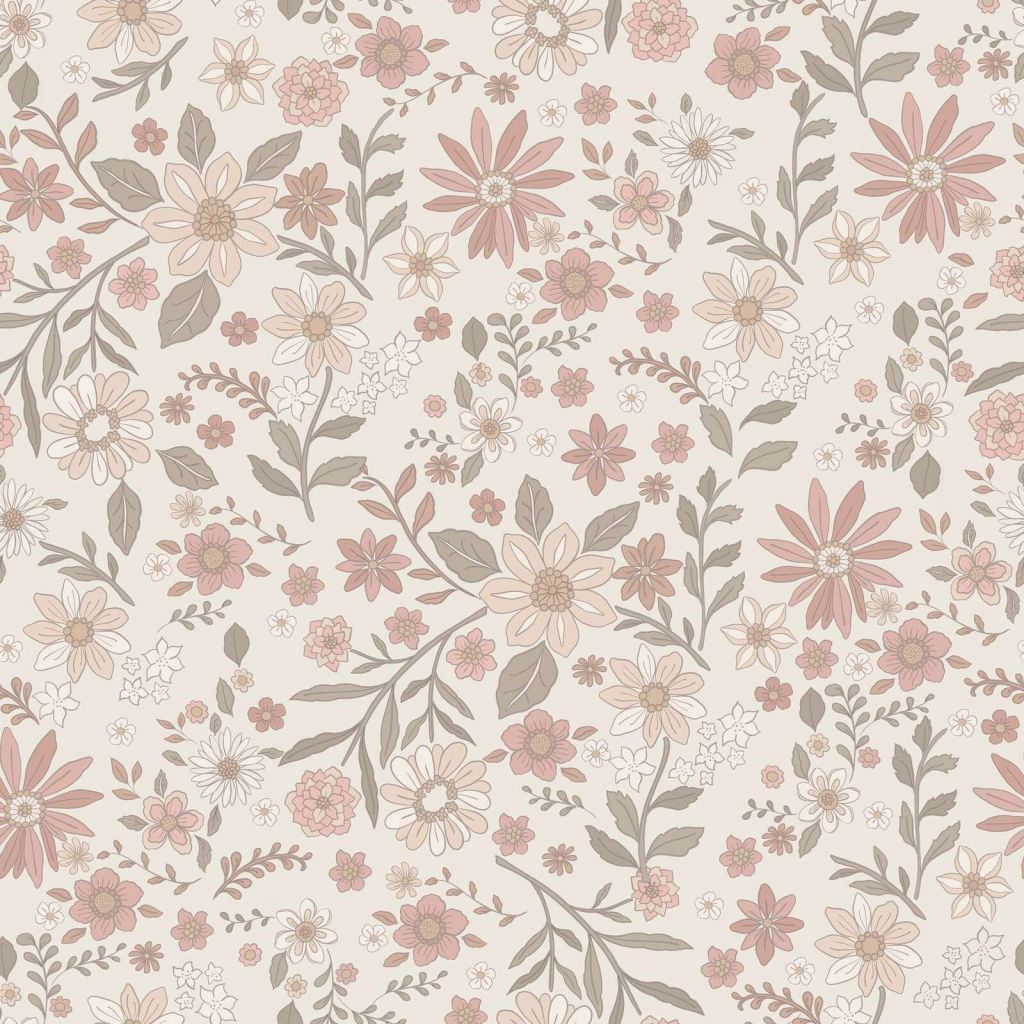 soft pink wildflower pattern vintage