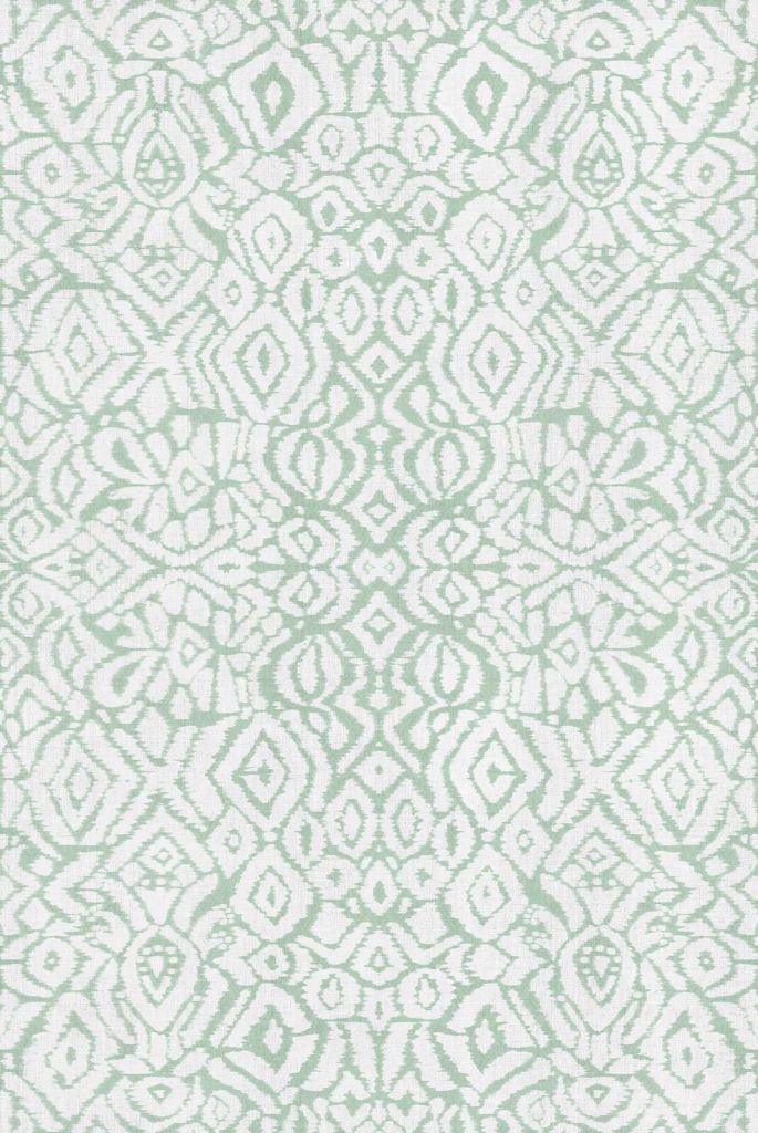 Mint green ikat pattern with ornaments