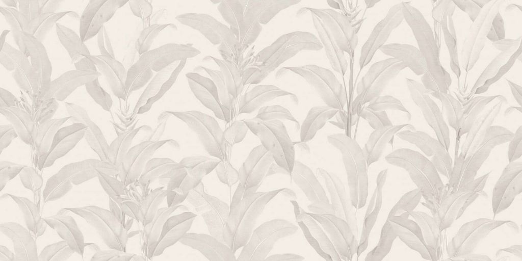 Tropical leaves in linen beige