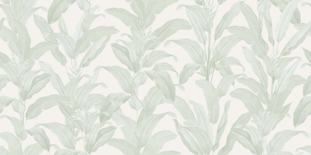 Soft tropical leaves in sage green