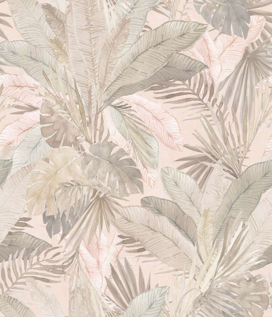 Soft tropical leaves in pastel