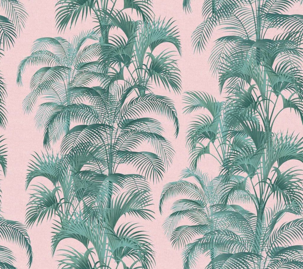 Tropical palms in powder pink
