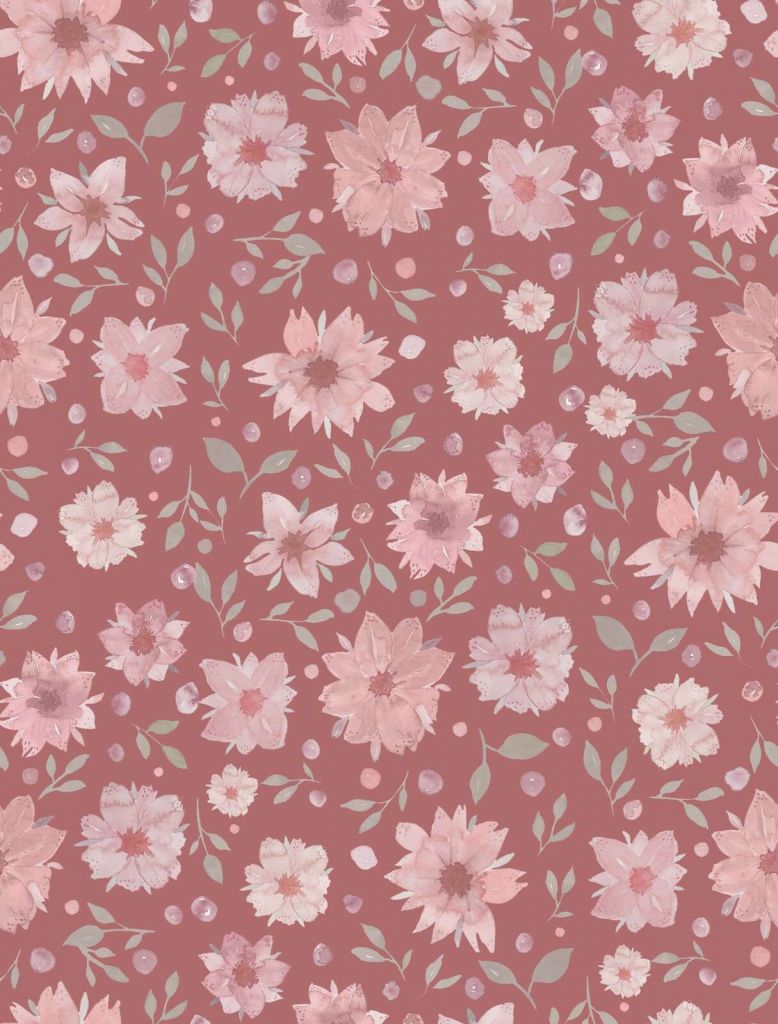 Soft watercolor flowers on dusty rose
