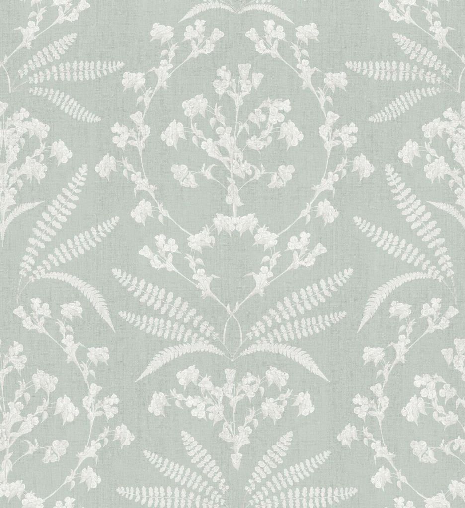 White blossom branches in sage green