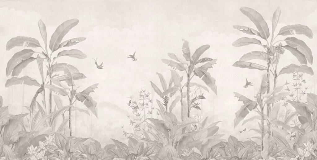 Tropical jungle with hummingbirds