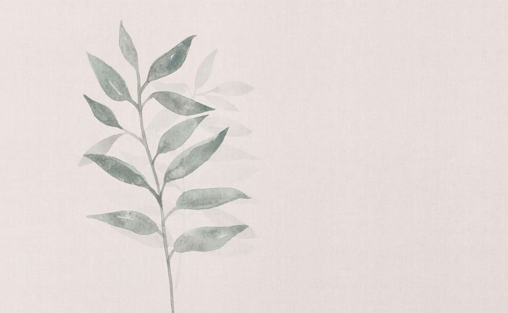 Minimalist branch in gray-green watercolor