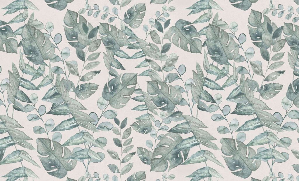 Tropical leaf pattern in watercolor