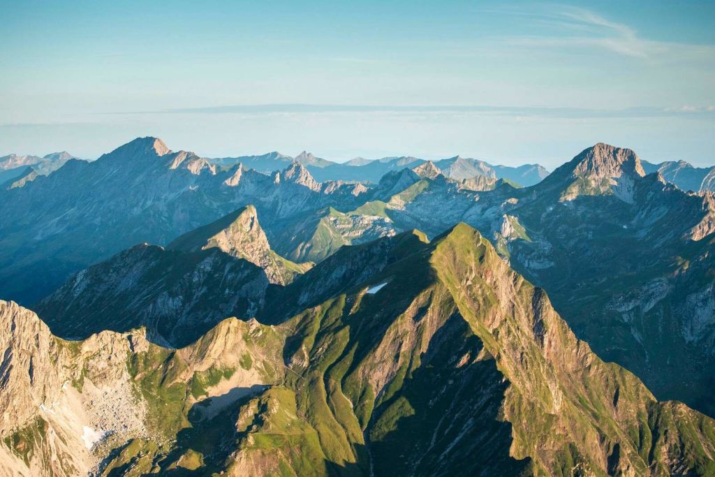Summer glow over mountain ridge