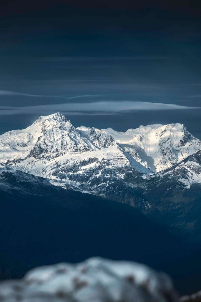 Ice blue peaks in silence