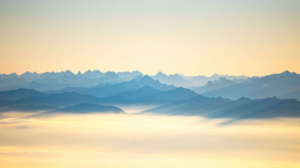 Blue-gray peaks in morning light