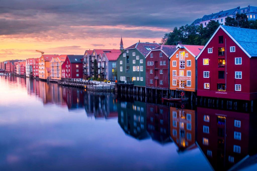 Evening Light on Colored Facades