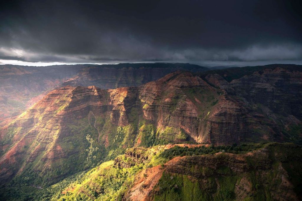 Dramatic Sunlight Over Canyon