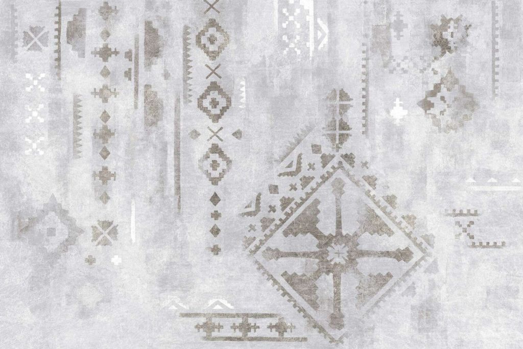 Gray Ethnic Pattern With Weathered Texture