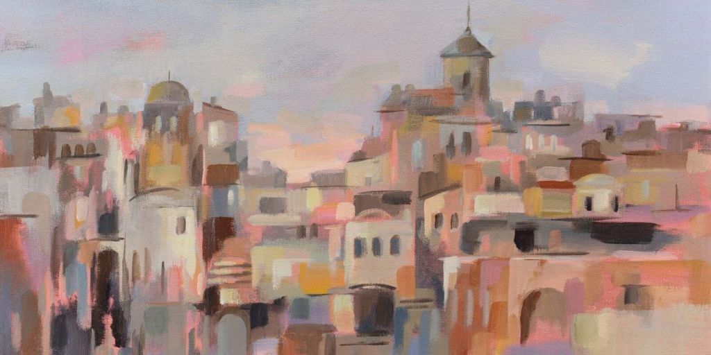 Evening light over warm city walls