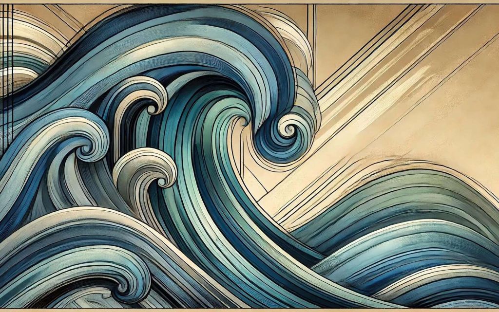 Dansende oceaangolven in lijnspel