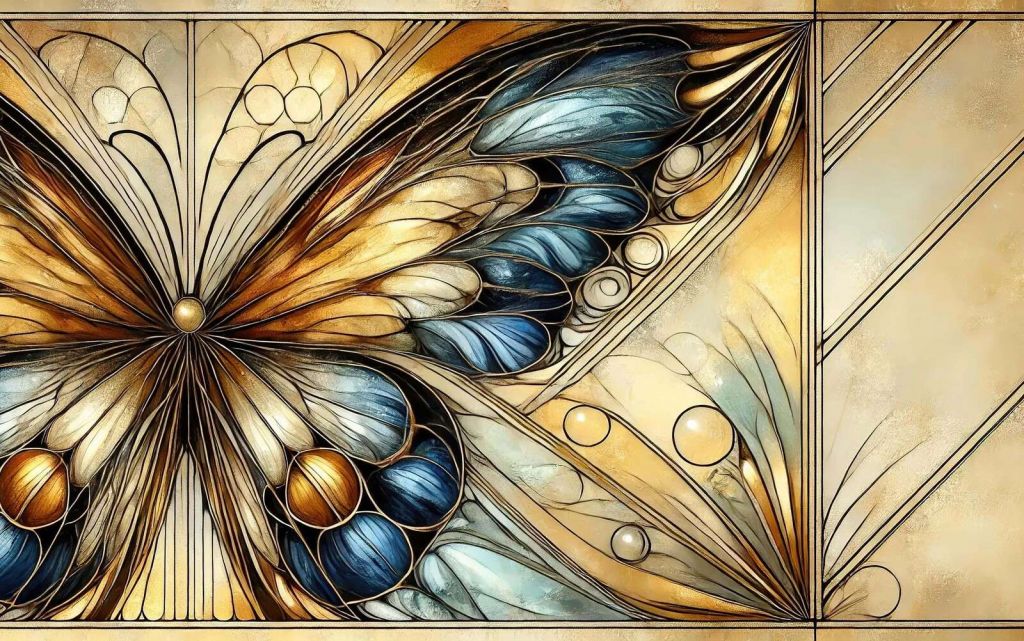 Vlinder in goud en nachtblauw