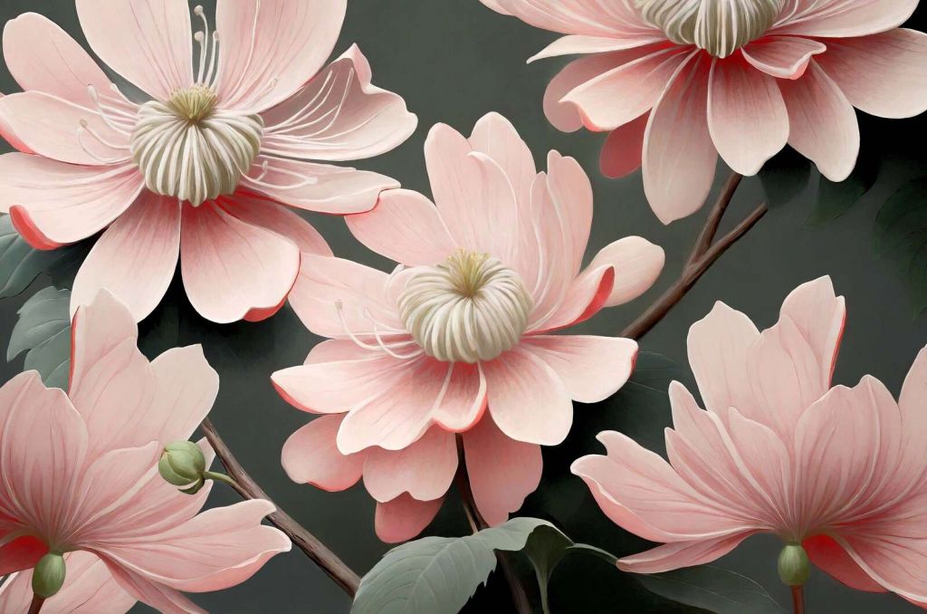 Soft clematis flowers in pink.