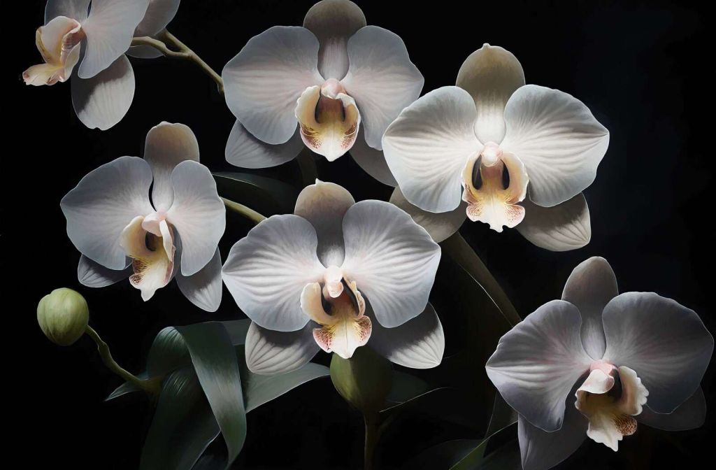 White orchids with a warm heart