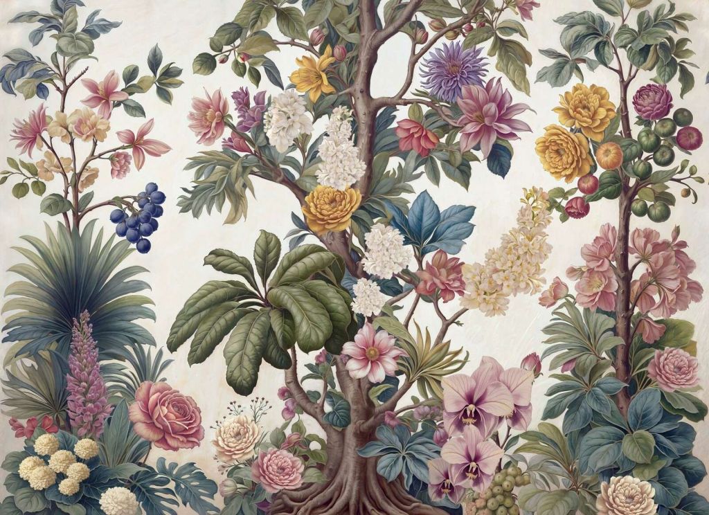 Botanical blossom tree with flowers