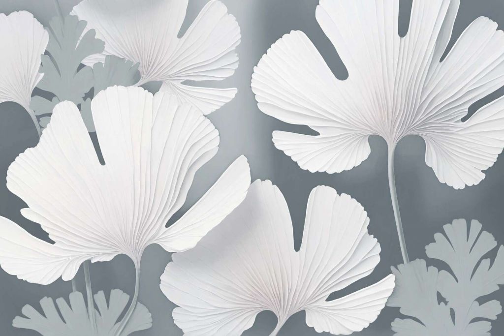 White ginkgo leaves in mist