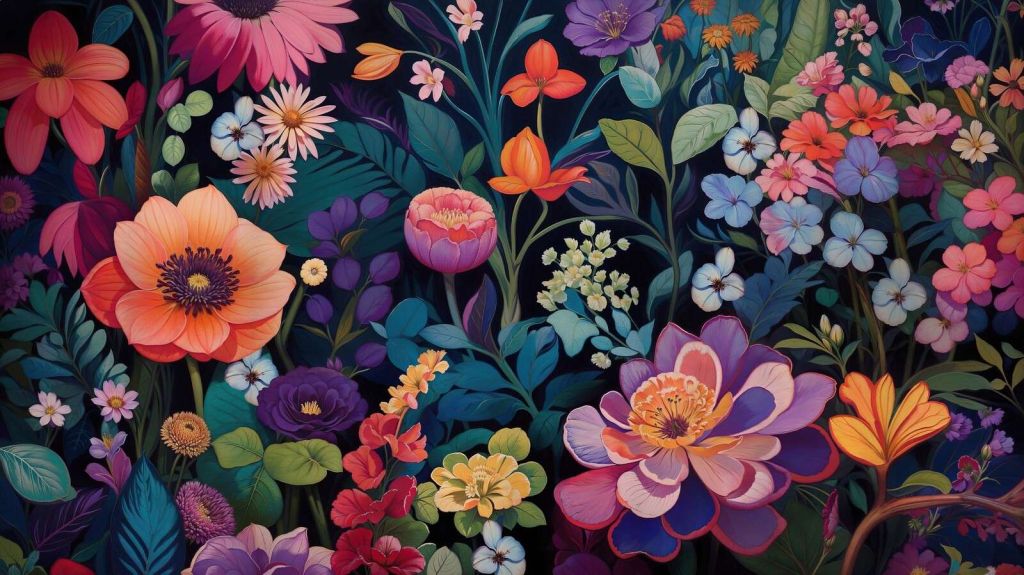 Colorful floral splendor at night