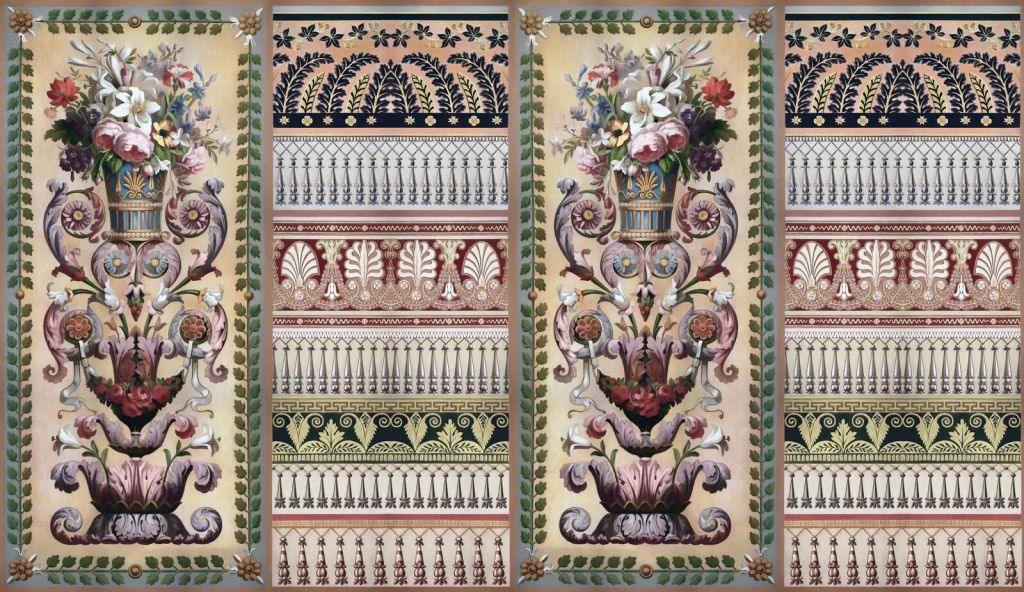 Classic flower urn with ornaments.