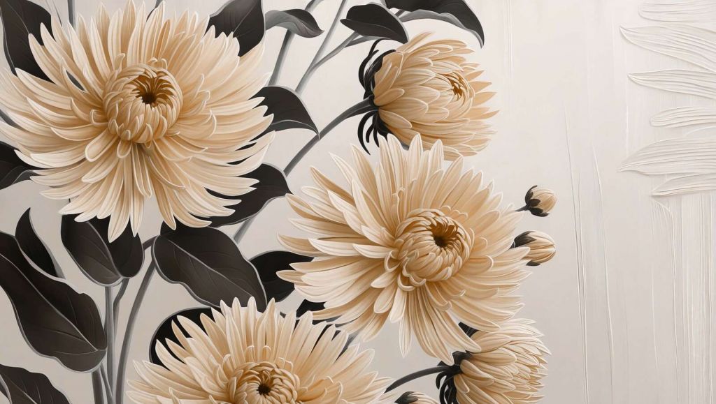 Champagne-colored chrysanthemums elegance