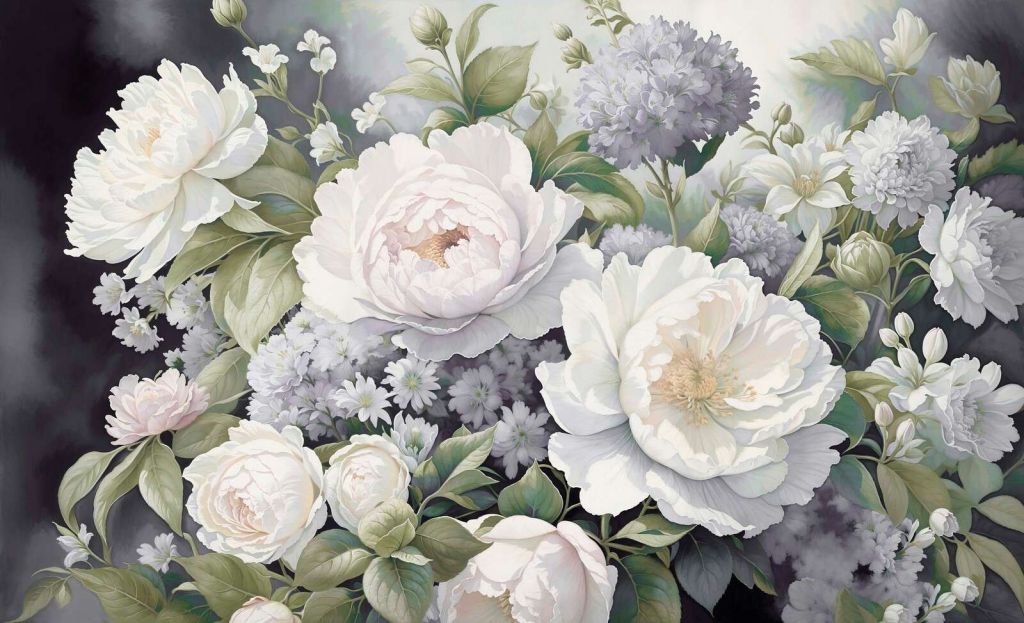 White peonies in mist-green