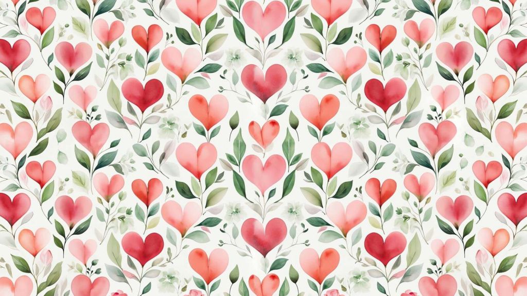 Soft hearts with botanical branches