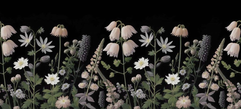 Dark wildflowers with pastel blooms