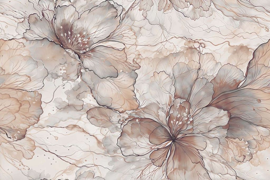 Watercolor flowers in soft earth tones