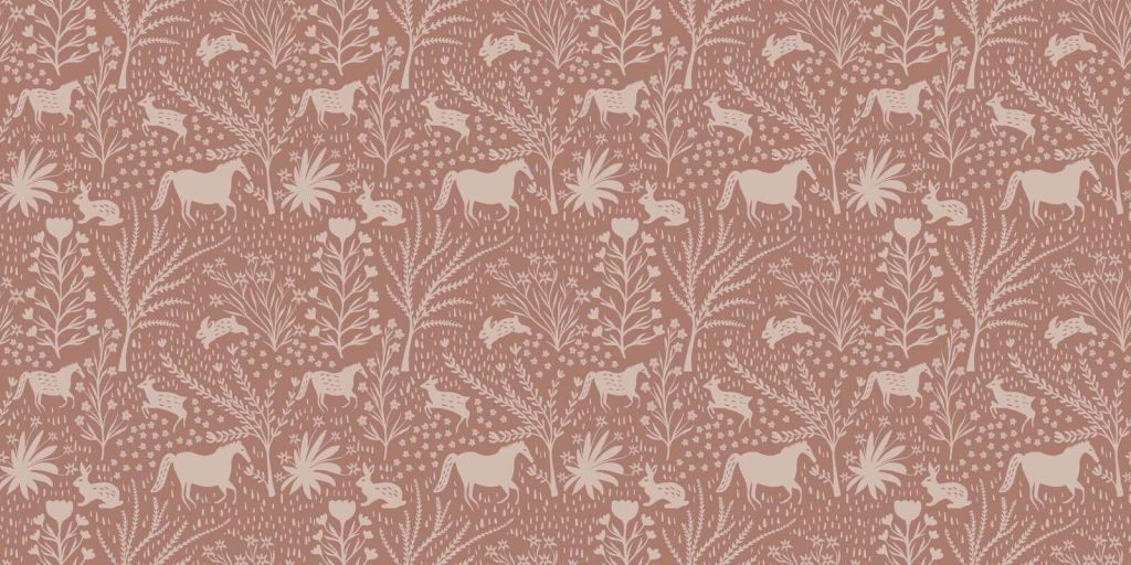 Wildflower meadow with deer and hares