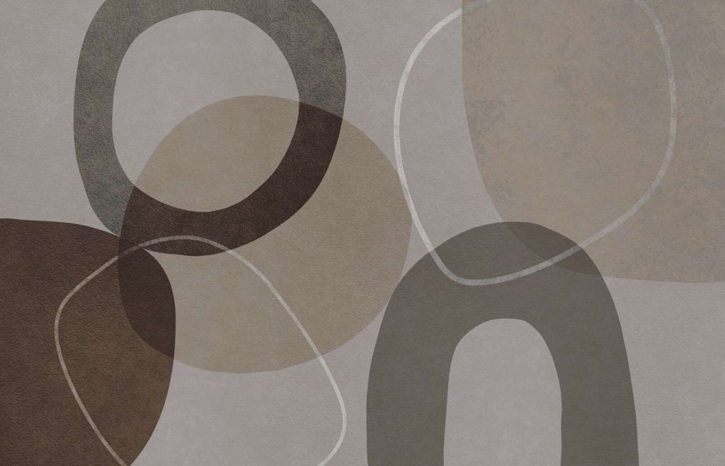 Mid Century Shapes And Outline Grey Brown