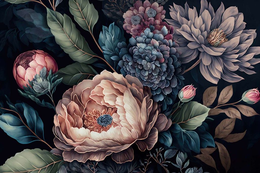 Moody baroque large flowers