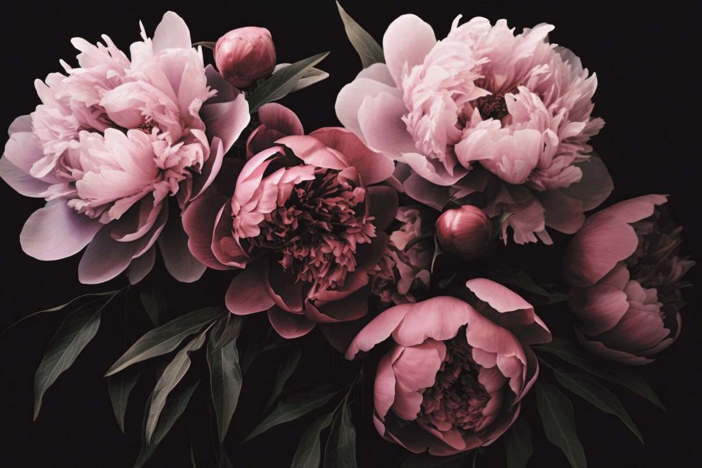 Opulent peony flowers romantic pastel pink