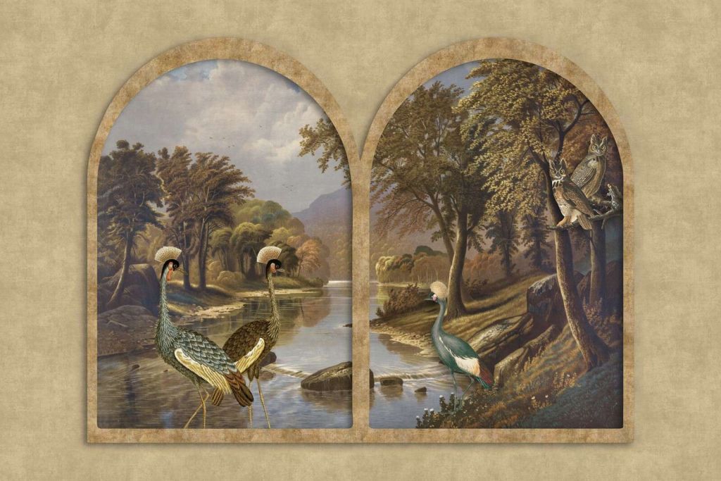 River with cranes