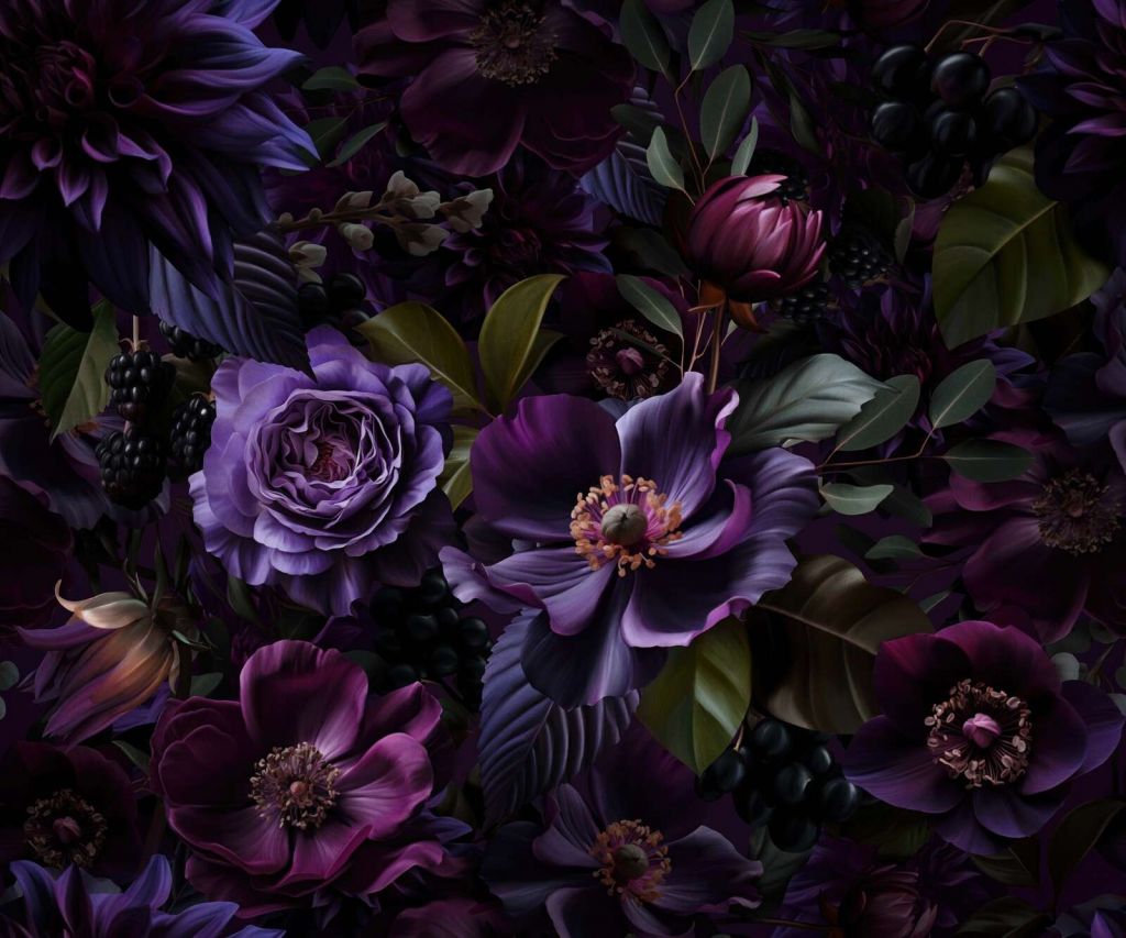 Midnight garden purple flower magic