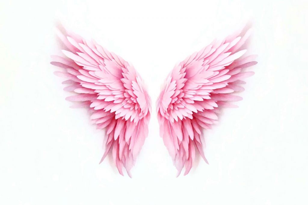 Pink watercolor guardian angel wings