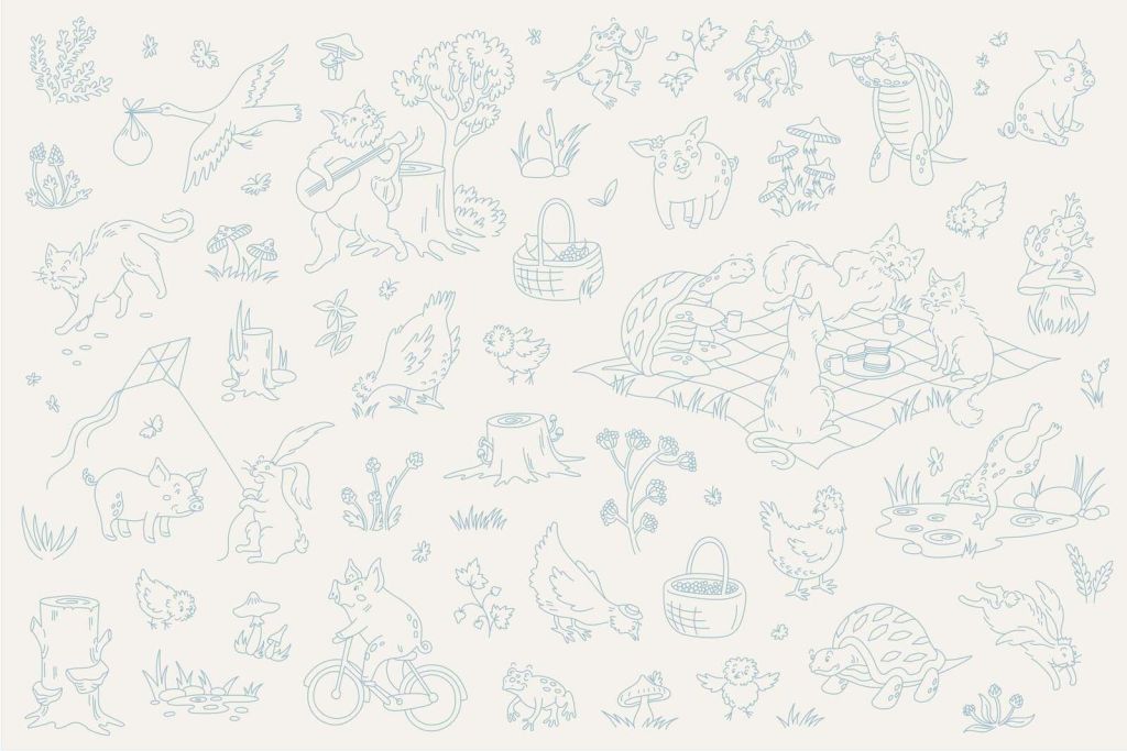 Forest animals calm beige and blue