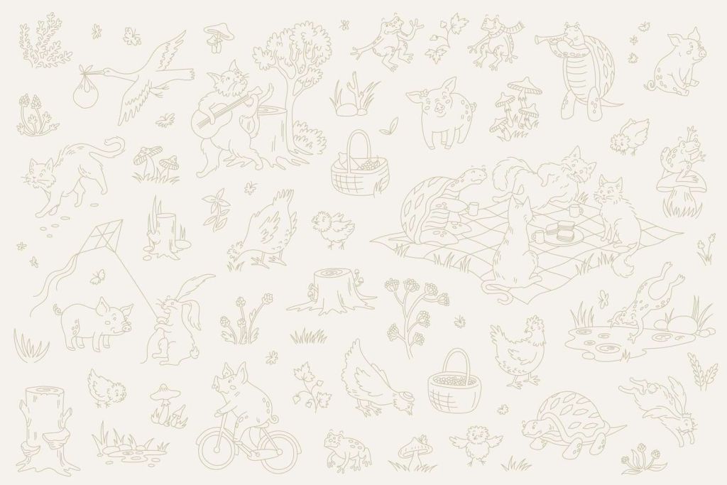 Forest animals calm beige and light green