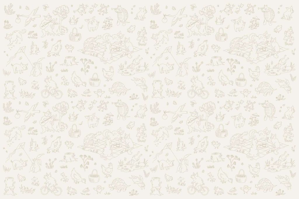 forest animals calm beige and light green print