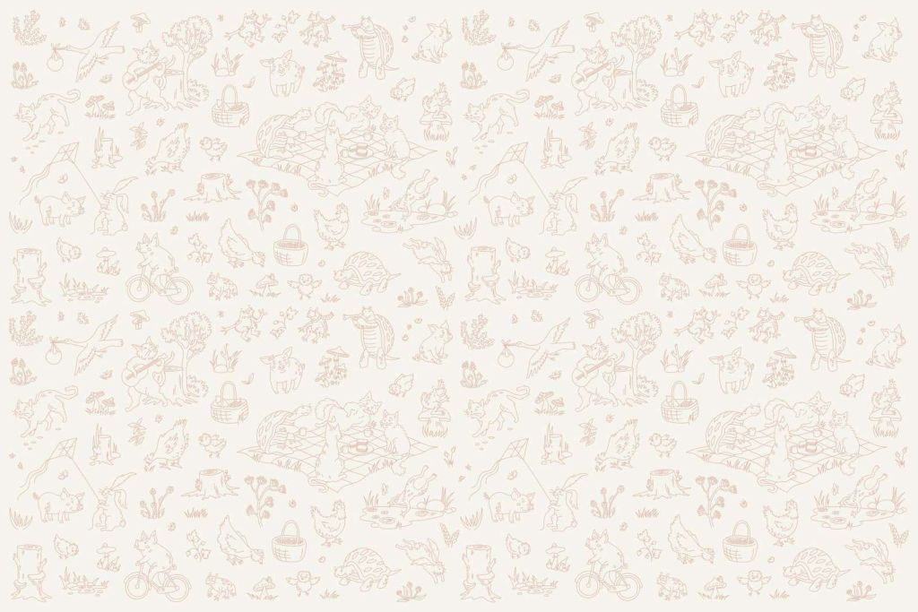 Forest animals calm beige and pink print