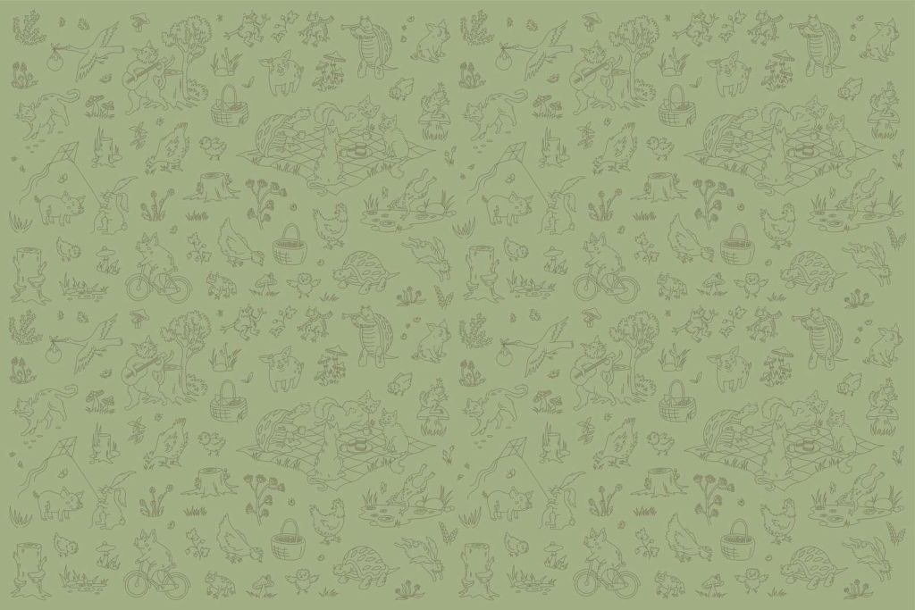Forest animals calm green dark print
