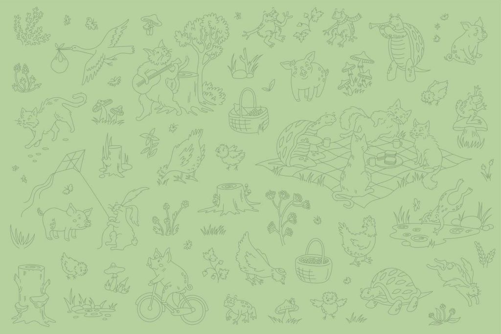 Forest animals calm light green